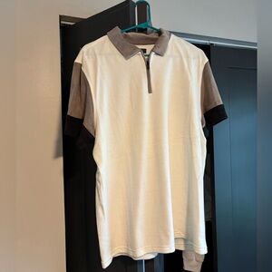 Alfani White and Gray Men's Polo Shirt